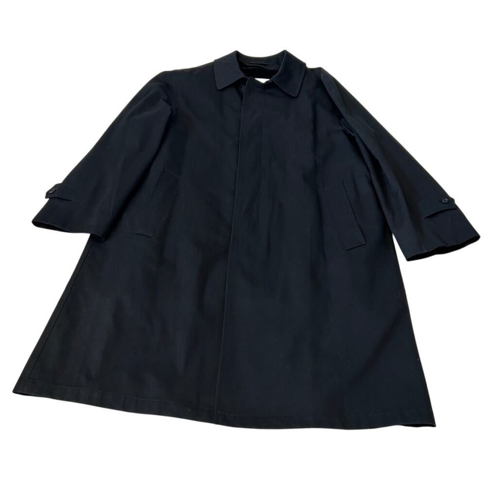 Bill Blass Trench/Over Coat Men's Navy Removable Faux Fur Liner Size 42 Short